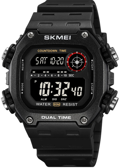 SKM LED 일루미네이터 남성 훈련소 스포츠 전자 방수 알람 손목시계
