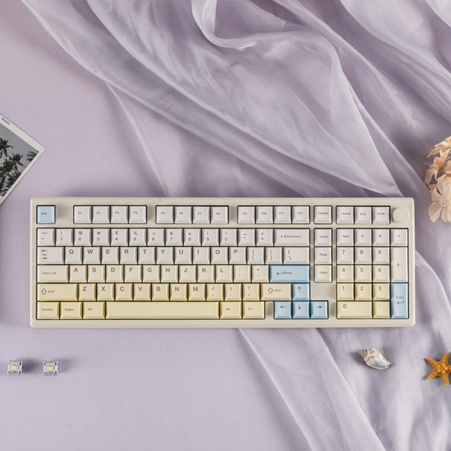 [CTK] 에포메이커 갤럭시100 EPOMAKER Galaxy100 Lite 무선 기계식 키보드 알루미늄 98배열 101+1노브 PCB정위판 8000mAh용량, 옐로우 자등화축, Galaxy100Lite