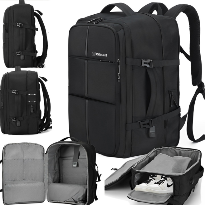 코이체 확장형 여행용 대용량 초경량 USB충전 노트북 백팩