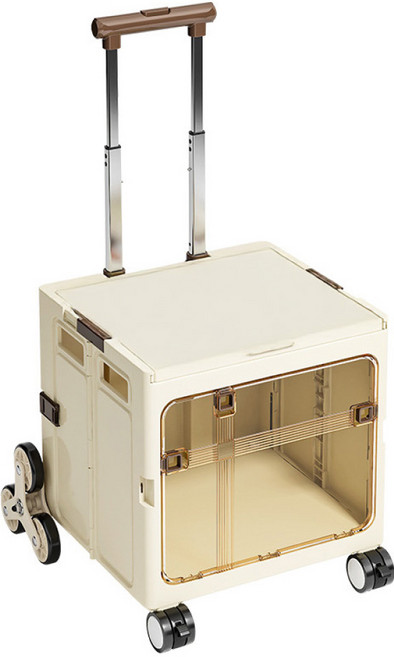 JOEKI 雙開門萬用折疊購物車 爬樓梯寵物推車, 03.四輪萬向特大號-奶咖, 1個