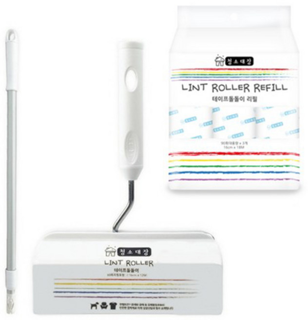 청소대장 테이프크리너 1단 + 90회 리필 3p + 2단 롱핸들, 2세트