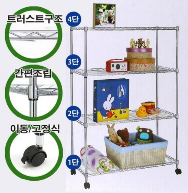 창고 베란다 철제선반 무볼트 경량랙 조립식앵글 산업용 중량랙 고릴라랙 건조기 4단 rkr2439BA, 단일
