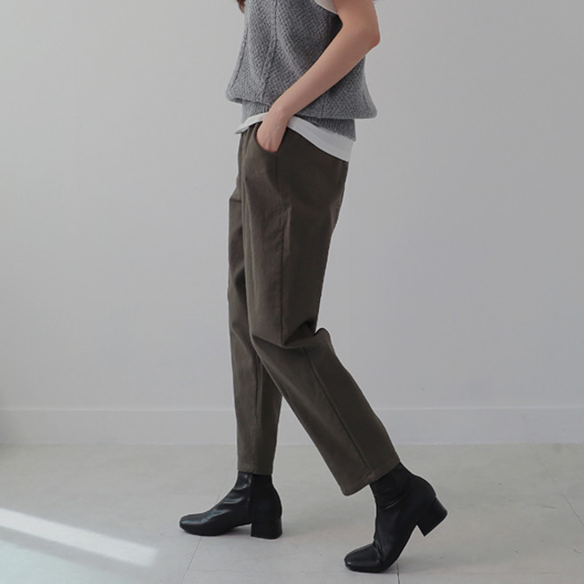 어반프랑 여성용 쇼콜라 루즈핏 배기 스판 밑단 핀턱 면 바지