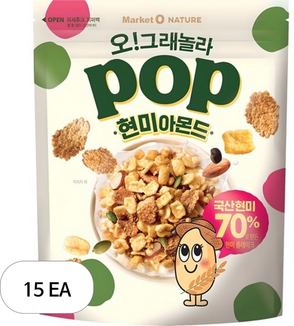 오!그래놀라팝 현미아몬드, 15개, 340g