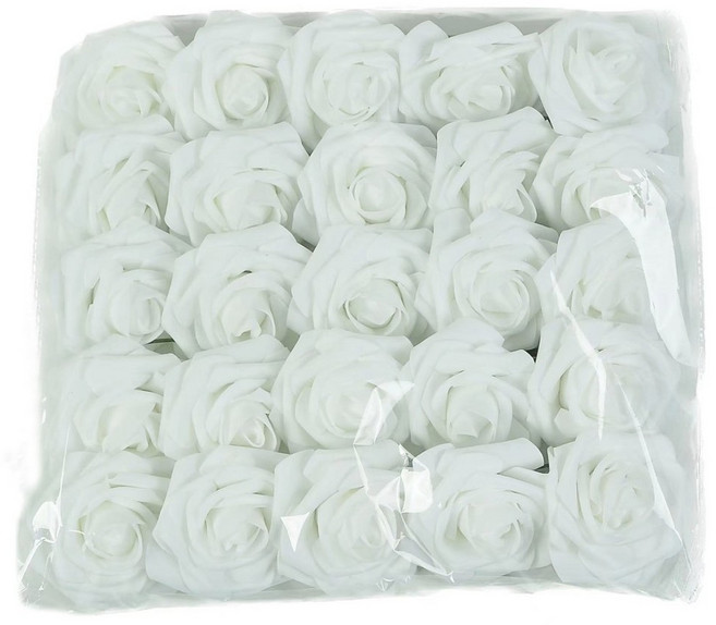 嗨購 7公分PE手工玫瑰花束，DIY婚慶配花，25朵/包, 白色