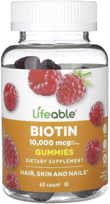 Lifeable 비오틴 구미젤리 천연 라즈베리 10000mcg 구미젤리 60개(구미젤리 1개당 5000mcg), Lifeable비오틴구미젤리천연라즈베리10000mcg구, 1개, 60정 - 쿠팡