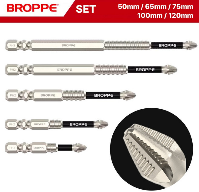 고강도 자석십자 드릴비트 세트 - 미끄럼방지 단면, 10개