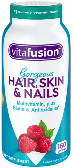 Vitafusion 비타퓨전 헤어 스킨 네일 멀티비타민 라즈베리 맛 160구미, 1개, 160정 - 쿠팡