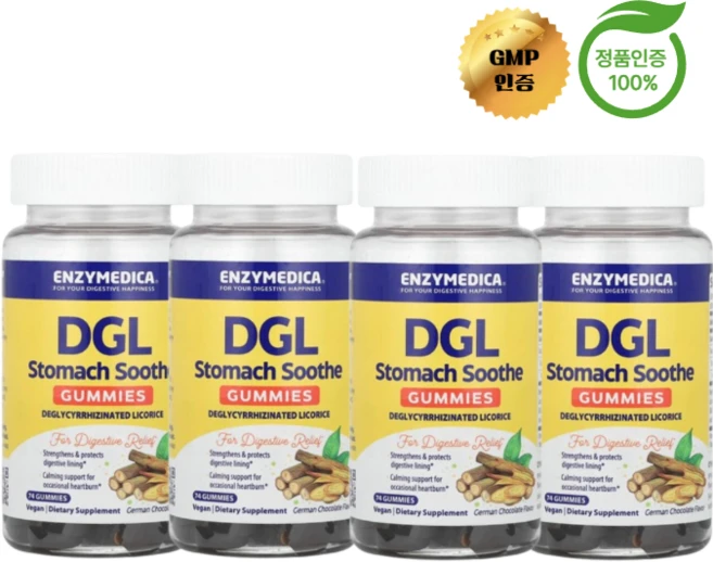 2+2 엔자이메디카 DGL 감초추출물 초콜릿 맛 구미젤리 74개, 성인남녀공용, 74정, 4개 - 쿠팡