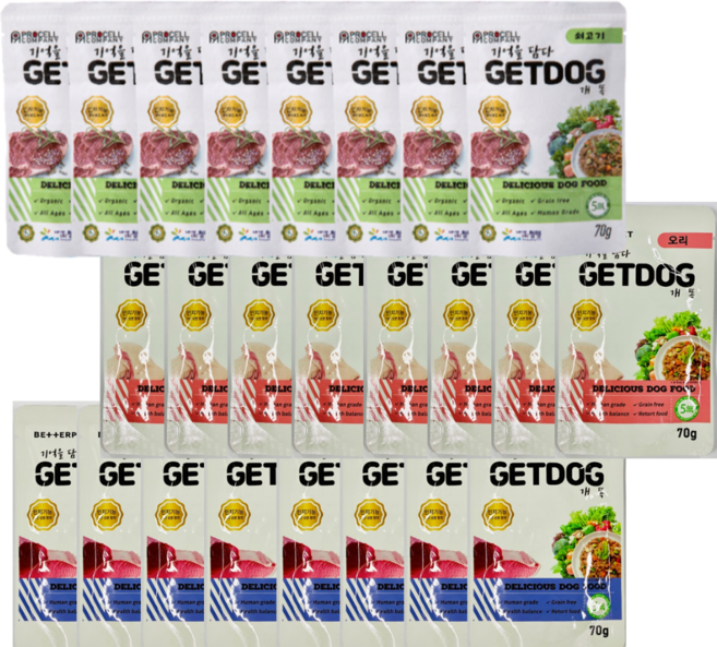 베러펫 강아지습식사료 강아지사료 주식 보양식 소고기+오리+참치, 혼합맛, 70g, 24개