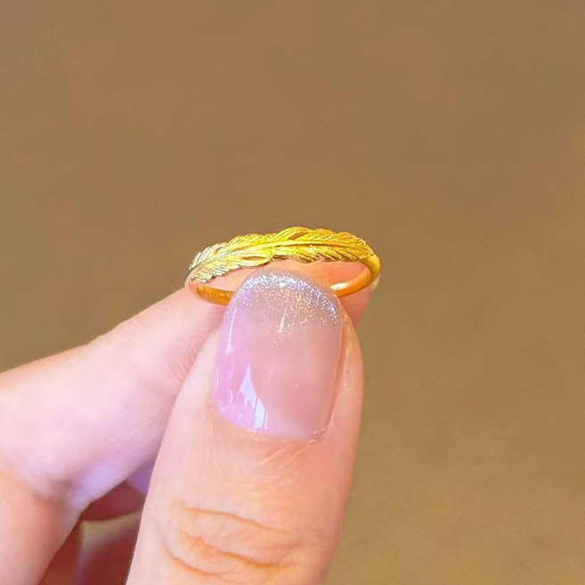 ROYALBELLE 여성 금색 깃털 조절가능 오픈 반지 심플한 스타일 생일 선물 Z0080318