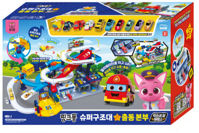 아이윌컴퍼니 핑크퐁 슈퍼구조대 출동본부 익스트림 레이스 장난감 세트, MIX, 2세트