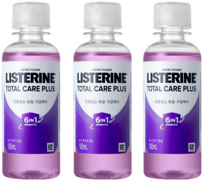 리스테린 토탈 케어 플러스 구강청결제, 100ml, 3개