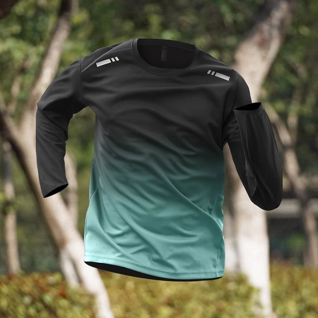 GUEFOON 男款冰絲網眼長袖速乾上衣, 5XL（9505）