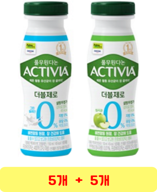 다논 액티비아 더블제로 플레인 + 청사과, 5개, 150ml