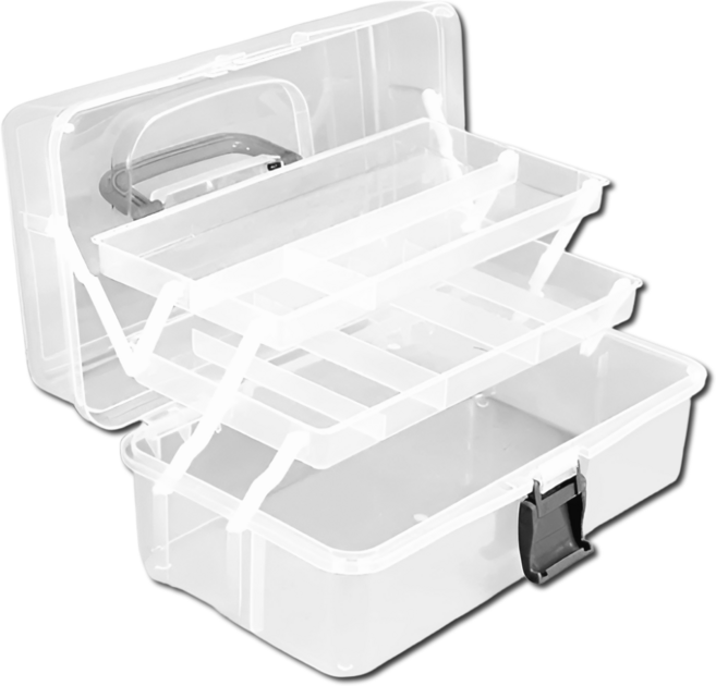 펴나나다 다용도 3단 화구박스 보관 정리함, 투명
