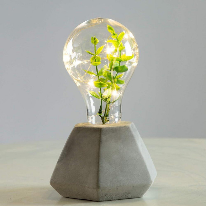 Walsport 테이블 램프 에디슨 전구 야간 조명 학용품 방 장식 콘크리트 시멘트 그레이 베이스 나이트 스탠드 침대 옆 램프 카페 샵 홈 데코 크리스마스 생일 선물을 위한, #2