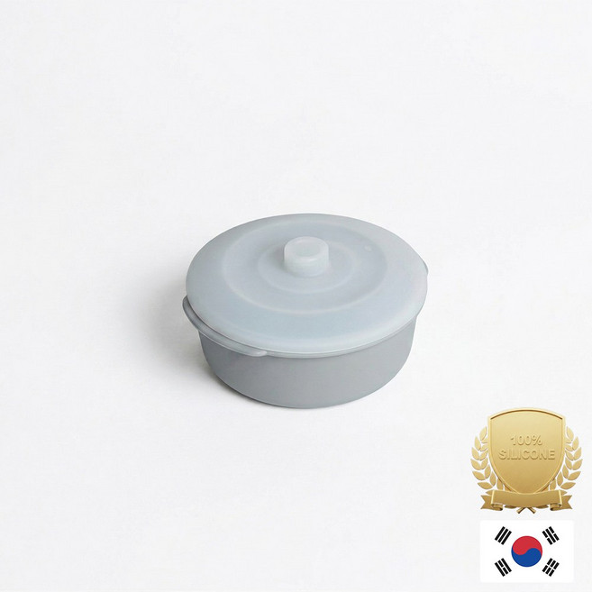 아티즌 쿡 국산 실리콘 계란찜기 전자레인지 용기 내열유리 찜기 주방용품 이유식 용기, 1개, 소형 원형 1P / 바디:그레이 / 뚜껑:반투명