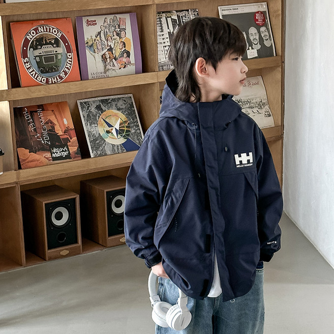 AD0875남아 주니어 초등생 봄 여름 가을 코튼 면혼방 후드 집업 베이직 하프 바람막이 자켓 재킷 점퍼 아우터 루즈핏 캐주얼 데일리 아동복