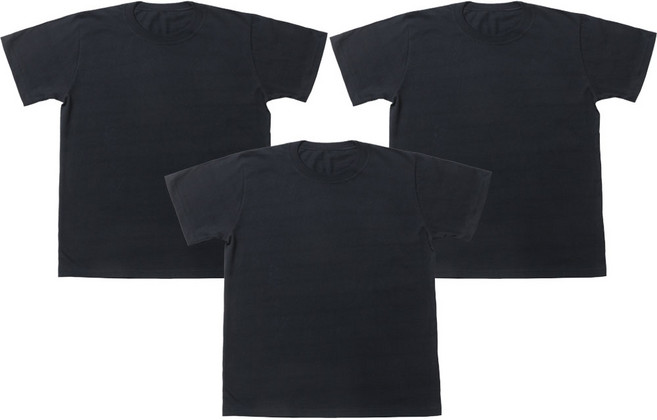 플러스코튼 빅사이즈 남여공용 면 30수 무지 라운드 반팔 티셔츠 3장