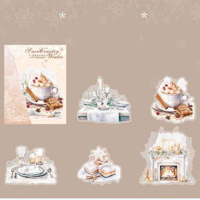 겨울 느낌 감성 도무송 다꾸 PET 스티커 탑꾸 데코 다이어리꾸미기, 1개, 02:달콤한마음