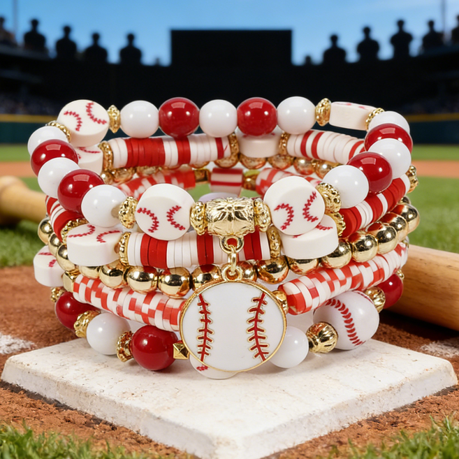 신형 야구 펜던트 팔찌 야구 경기 팬 팔찌 비즈 스포츠 다요소 세트 손목 팔찌 남녀 공용