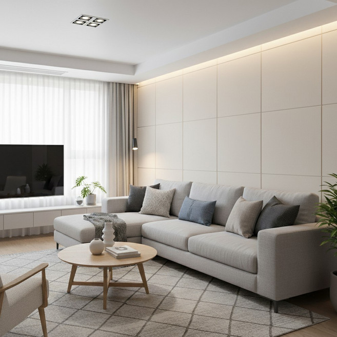 비앤비 폴리에스터 흡음 단열 벽 패널 비방염 아트보드 600x600 9mm, 연베이지, 30개