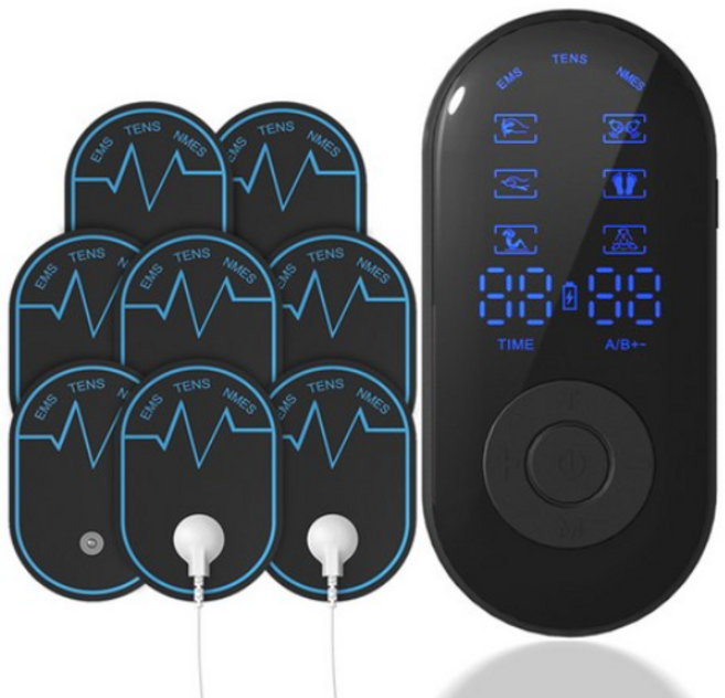 저주파마사지기 미세전류 전신 마사지 듀얼 채널 패드형 휴대가 간편함, 블랙, H-022