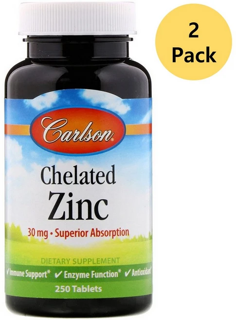 Carlson Labs 칼슨 랩스 킬레이트화 아연 250정 x 2개 - 쿠팡