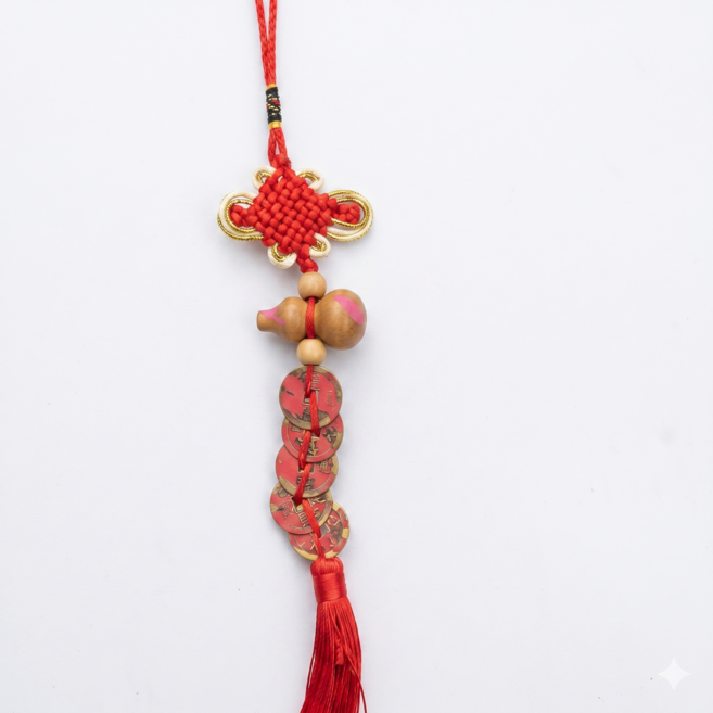 【佐運門】天然葫蘆五帝錢 居家擺件 門對門 壓樑 穿堂煞 風水掛件, 1個, 葫蘆五帝錢(紅穗),過爐開光