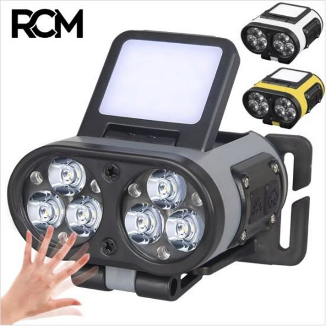 [RCM] T152 6구 LED 충전식 오토센서 캡라이트 클립라이트 - 작업라이트 헤드랜턴, 1개, 그레이
