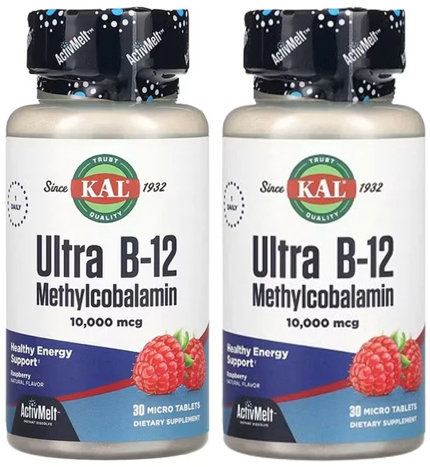 칼 울트라 B-12 메틸코발라민 라즈베리 10 000mcg 마이크로정 30 정, 2팩 - 쿠팡