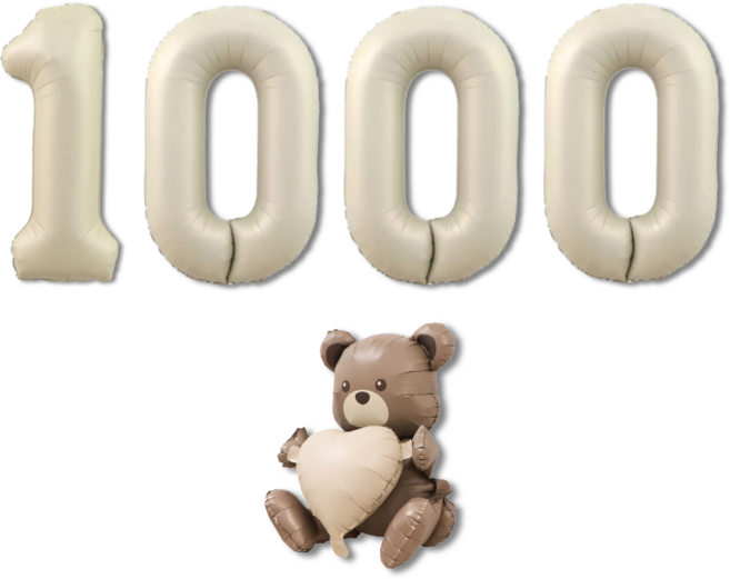 베르트폴 파티 기념일 대형 풍선세트, 테디베어 1000, 1세트, 크림