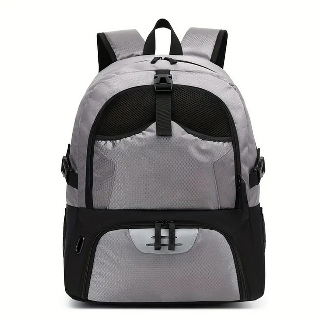 運動雙肩包 籃球運動旅行背包, 灰色, 1個