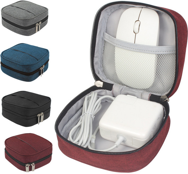 충전기 마우스 USB 케이블 미니 파우치 케이스, 블루, 1개