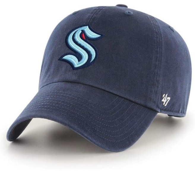 47 NHL 팀 컬러 대체 기본 로고 정리 조절 캡 아빠 모자 성인 모두 착용 가능 한 사이즈, Seattle Kraken, One Size, Seattle Kraken - Navy