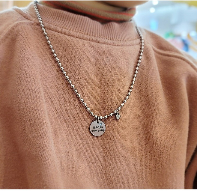 탄생석 미아방지 목걸이 써지컬스틸, 50cm, 1, 1개