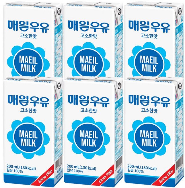 매일유업 멸균우유 고소한맛, 6개, 200ml