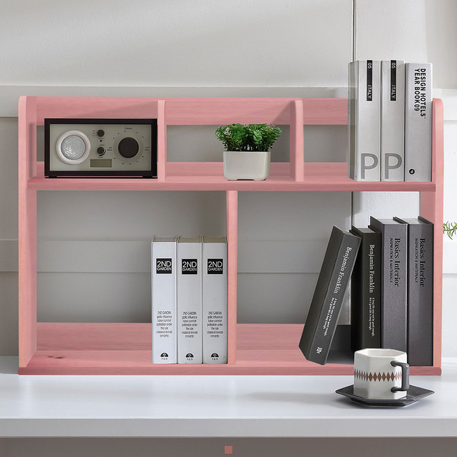[홈퍼니] 심플 76cm 2단 책꽂이 세칸형, 핑크옹이