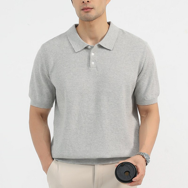 글리멜로 남자 여름 캐주얼 쿨링 니트 반팔 티셔츠