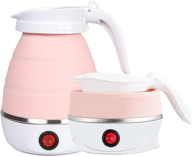 PYHO접이식 전기포트 여행용 접이식 전기포트600ML 휴대용 접이식 전기포트ZDH07, 핑크색