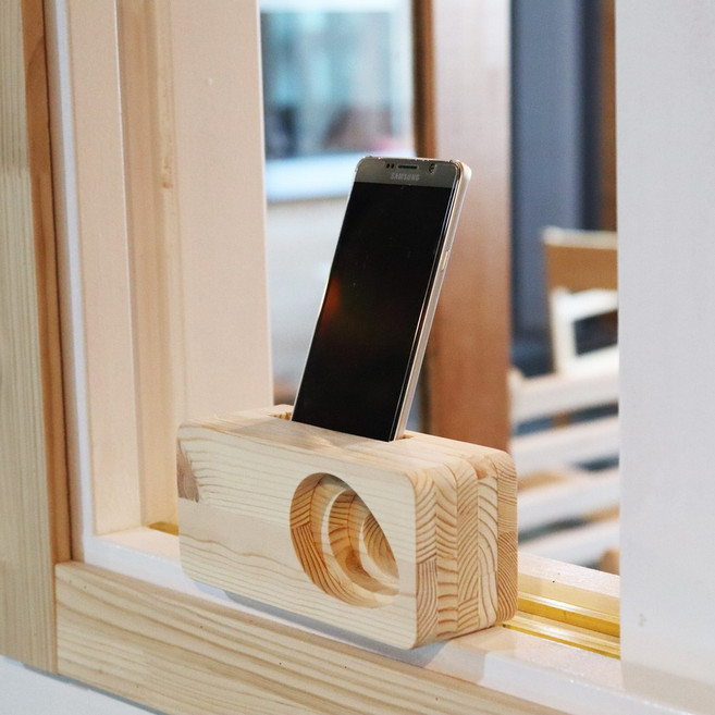미가데코 원목 휴대폰거치대 만들기반제품 무동력 사운드 스피커 만들기세트, 1개, natural wood