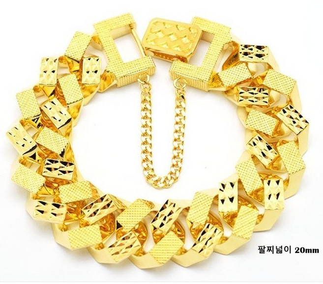 [다빈치골드]'신상'[럭셔리 다이아체크 팔각팔찌 20mm] 남자팔찌 도금팔찌 커플팔찌