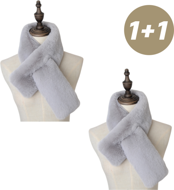 IAWI (1+1) 밍크 퍼 머플러 여성 목도리 모피머플러 넥워머 천연 털 클래식 겨울 방한