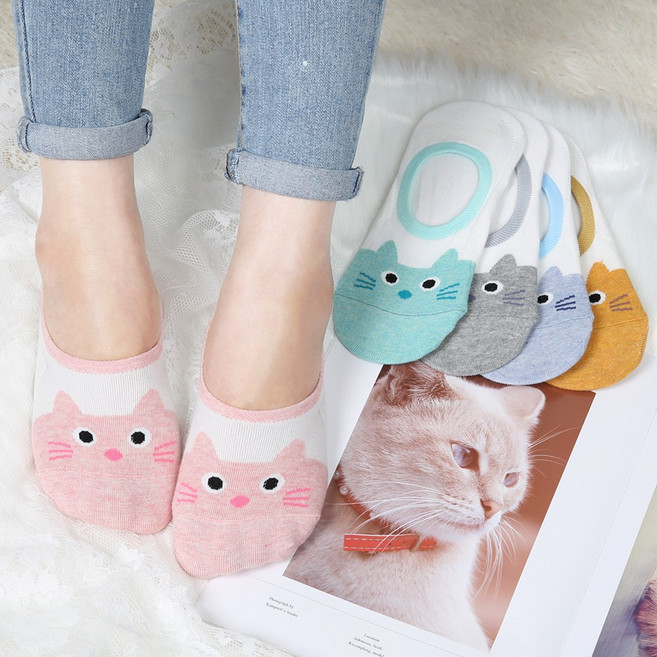 발장난양말 여성 고양이 페이크삭스 10켤레 안벗겨지는 덧신 양말 국산 면 여름 실리콘덧신