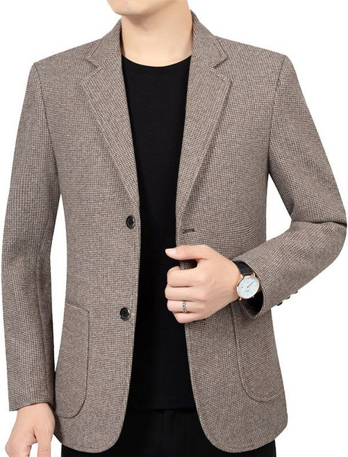 COSYEVNO 봄가을 중년 남성 정장 자켓 체크 루즈핏 코트 자켓