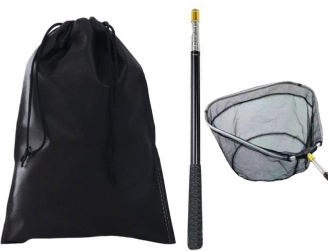 오브젝티브 접이식 해루질 낚시 뜰채 스텐 장비 민물, 골드 스텐레스 3단 41-148cm