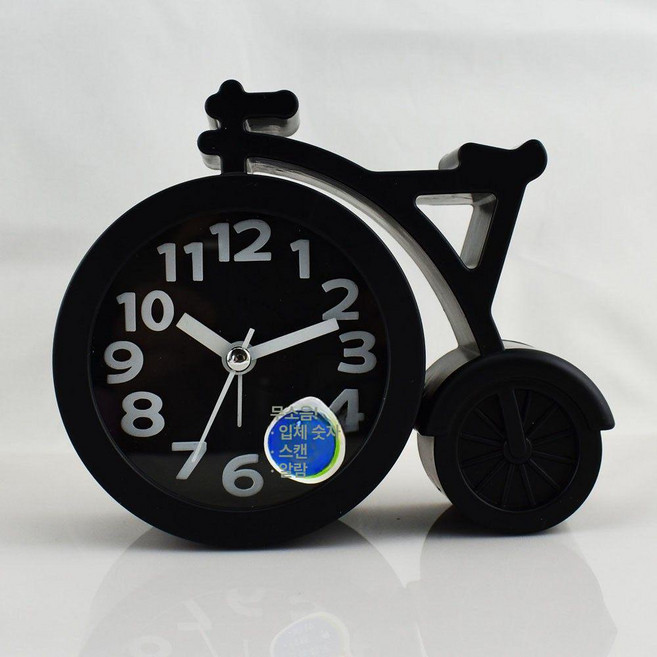 냉장고 벽시계 자석시계 빈티지 흡착식 레드, 12cm, 자전거 블랙