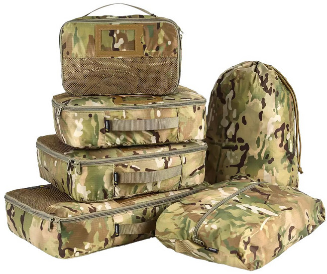 MILTOP 카모패턴 디자인 메쉬 파우치 6개 1세트구성 캠핑 등산 여행 아웃도어
