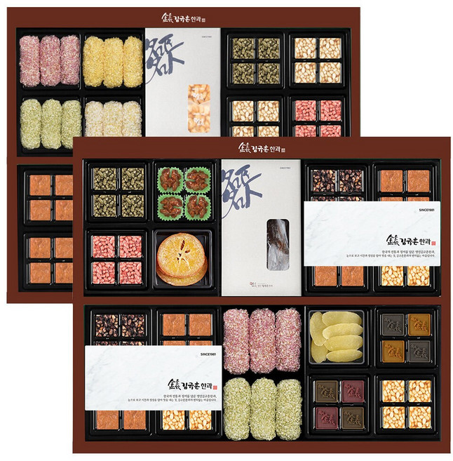 김규흔 한과 기품 선물세트 / 3단 구성 + 쇼핑백, 1.842kg, 1개